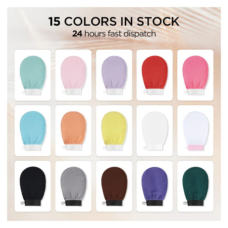 Custom LOGO Natural Viscose Exfoliating Bath Mitt For Body Scrubber Body Shower Soft Viscose Fiber Exfoliating Body Bath Gloves