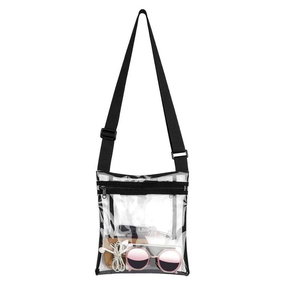 Clear Cross Body Purse Clear PVC Tote Bag With Inner Pocket And Adjustable Strap For NFL Stadium