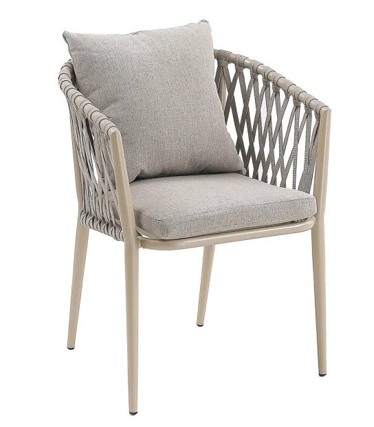 All-weather PE rattan aluminum frame terrace bar outdoor restaurant pull rope chair