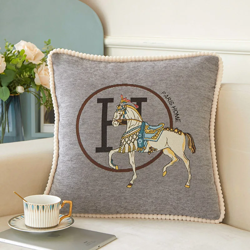 Libosa Chenille jacquard light luxury and simplicity modern pillow cover sofa cushion cover white horse bedside cushion cushion