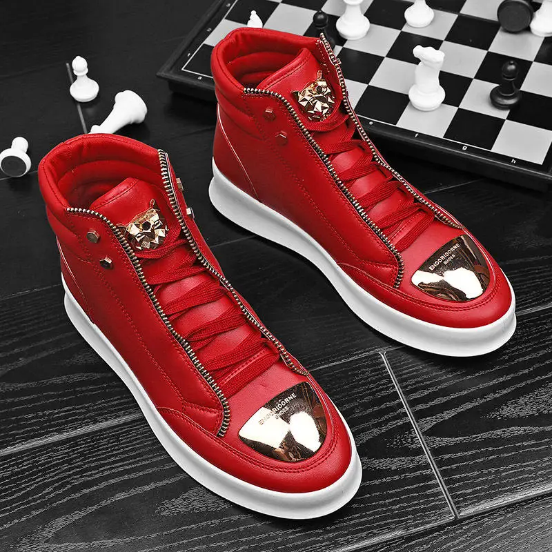 Europe And America Fashion Luxury Men Sports Casual Sneakers High Quality Casual Shoes Men High-top Leather Boots For Men