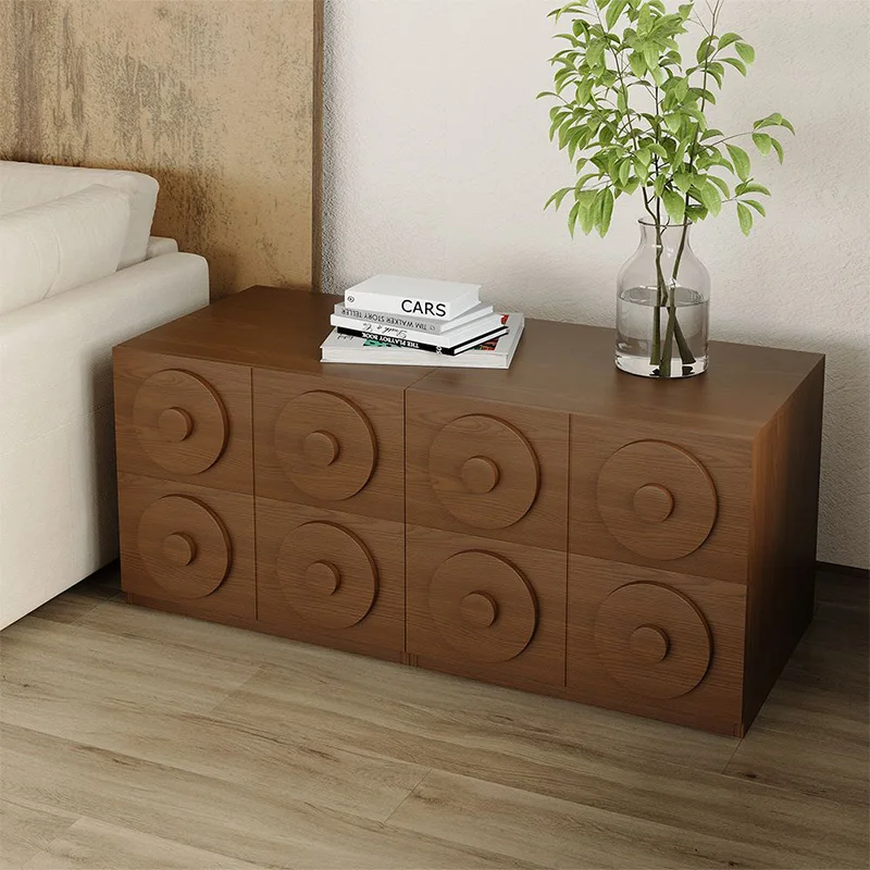 Nordic Living Room Bedroom Cabinets Medieval Carved Chest of Drawers at the End of the Bedroom Brown Storage Cabinets