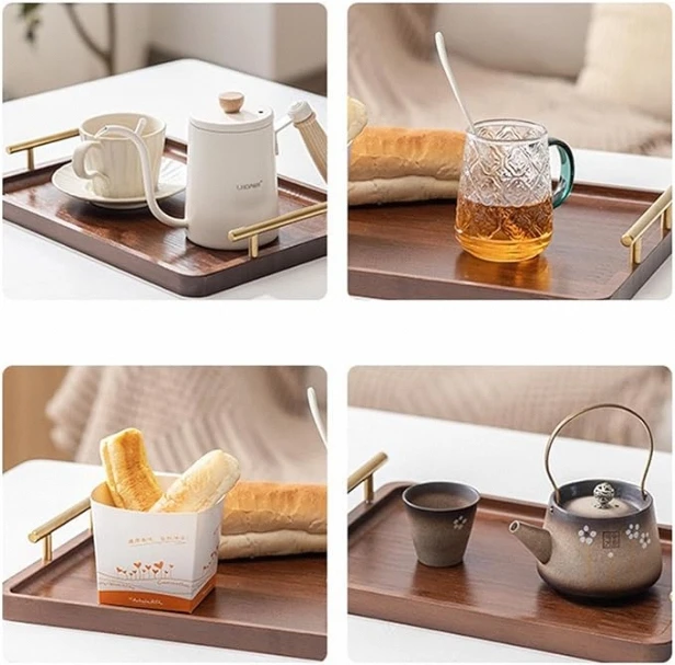 China Factory Designer Rectangle Shape Wooden Serving Tray Wooden Display Tea Restaurants Use