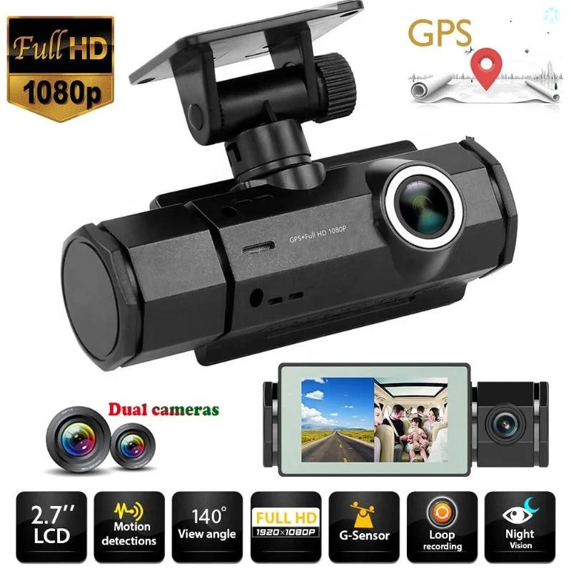 Видеорегистратор dvr gps с двумя камерами ночного видения автомобильная камера видеорегистратор радар-детектор оптовая
