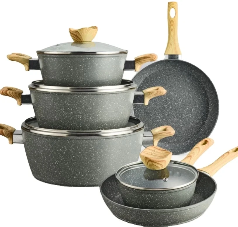 Non Stick Cookware Pot Die Casting Wok Medical Stone Gift Set Cookware Pans and Pots Set Kitchen Customized