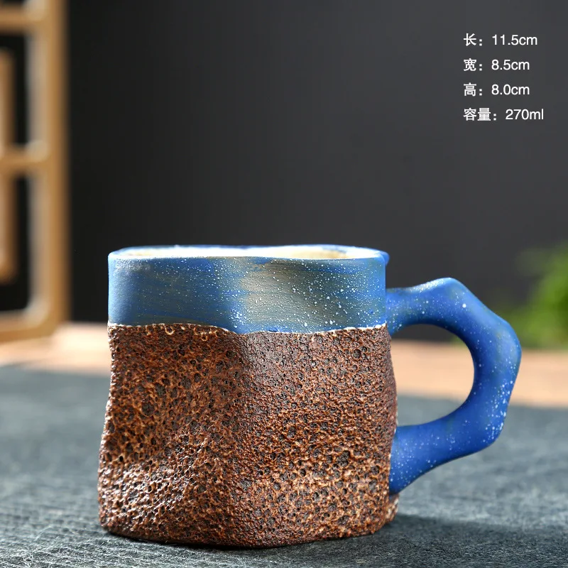 Japanese-style Vintage Ceramic Coffee Mug Tumbler Rust Glaze Tea Milk Beer Mug Handle Water Cup Home Office Drinkware