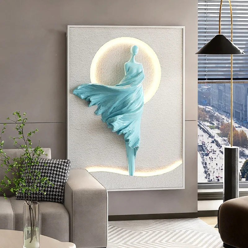 Modern Vertical Version Hanging Painting Abstract Art Decorative Painting Living Room Porch Led Atmosphere Light Painting