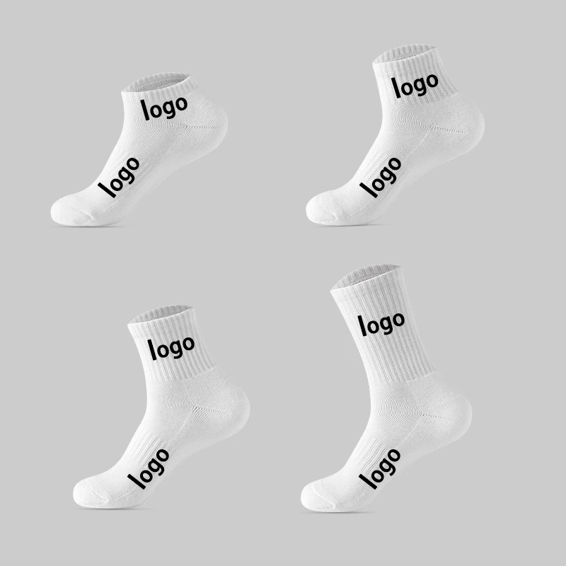 Men Cotton Socks OEM Black White Socks Custom Design Own Logo Cotton Crew Men Sport Sock Elites