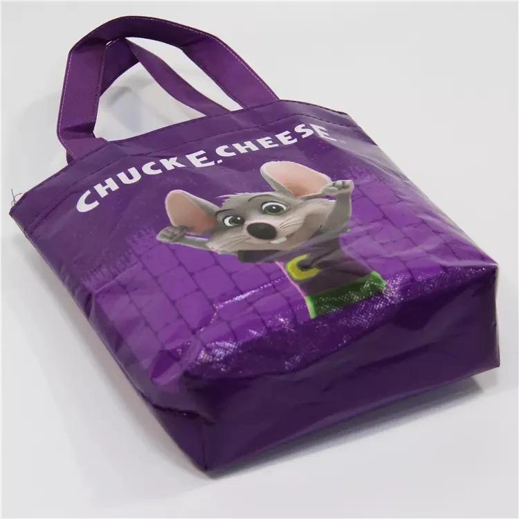 100% перерабатываемая Нетканая Ламинированная Сумка-тоут для покупок фиолетового цвета с логотипом на заказ