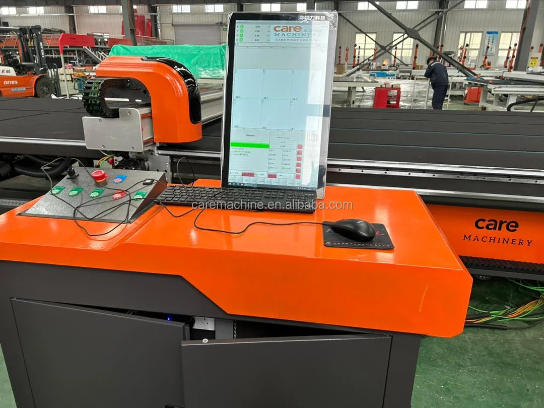 Hot Sales CNC 4228 Big Size Upper Line Glass Cutting Machine Label Printer CE Standard Glass Processing