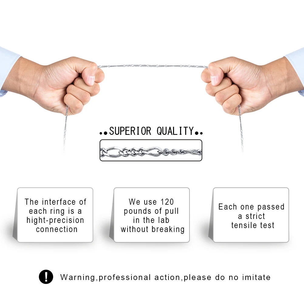 RINNTIN SC27 Sterling Silver 925 Diamond-Cut 1.7mm Figaro Link Chain Necklace for Women