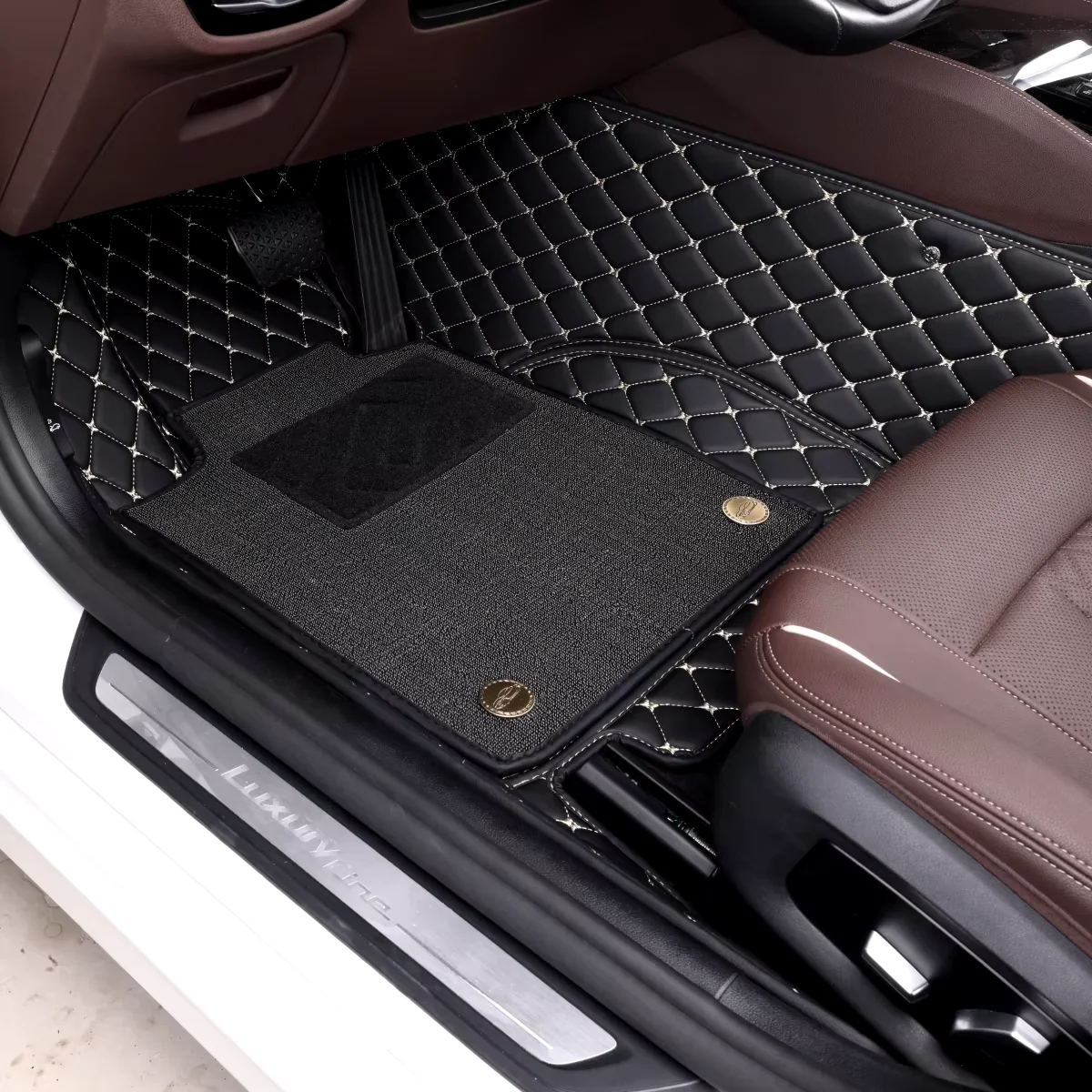 Custom Luxury PVC Car Mats Trunk Position Floor Mats for Toyota Honda Hyundai BMW Audi; Leather and Carpet Design