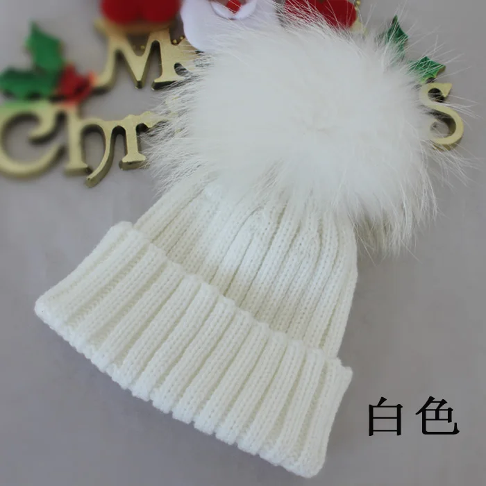 Индивидуальный дизайн, симпатичная Детская Зимняя Шапка-бини из меха енота