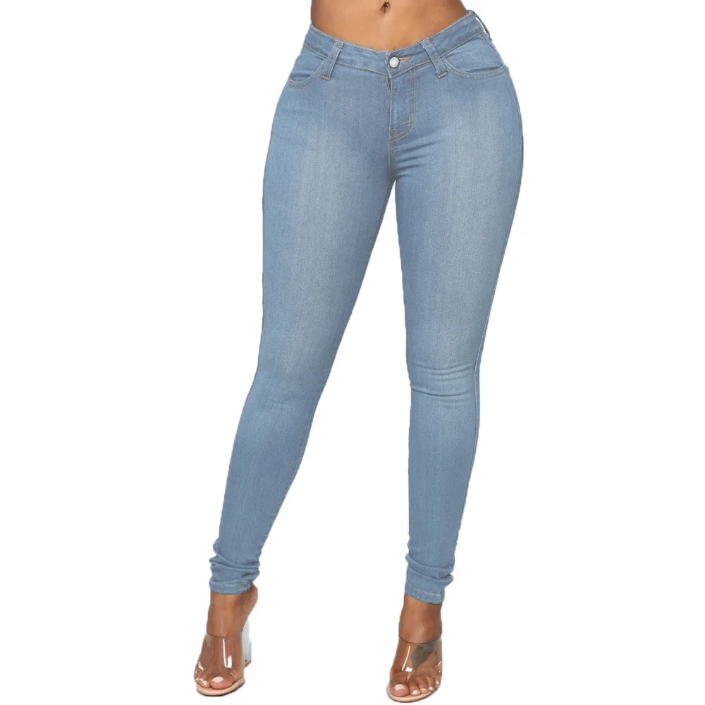 Women Pants Casual Denim Ladies High Waisted Trousers Plus Size