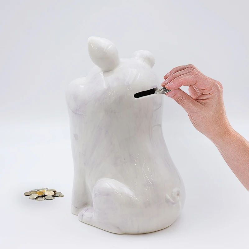 Wholesale kids for birthday gift piggy bank custom children cute white ceramic pig shape money and coin piggy bank
