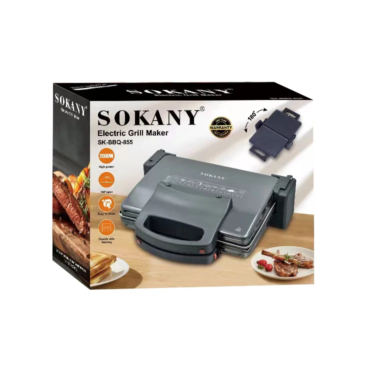 Electric commercial Panini Press Grill Sandwich Maker Non-Stick Coated Plates, Opens 180 Degrees for Panini Maker