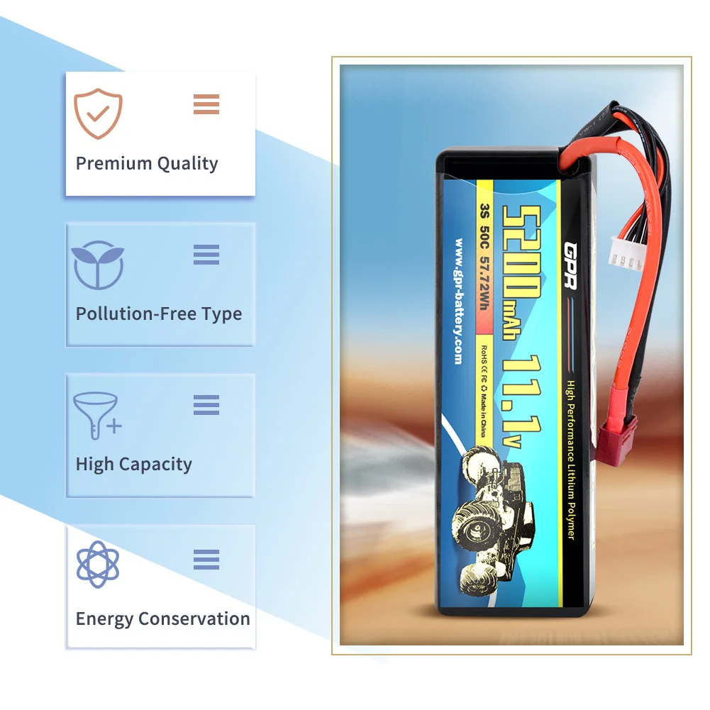 OEM 5200mAh 3S 11.1V 50C lipo battery with Deans/T plug