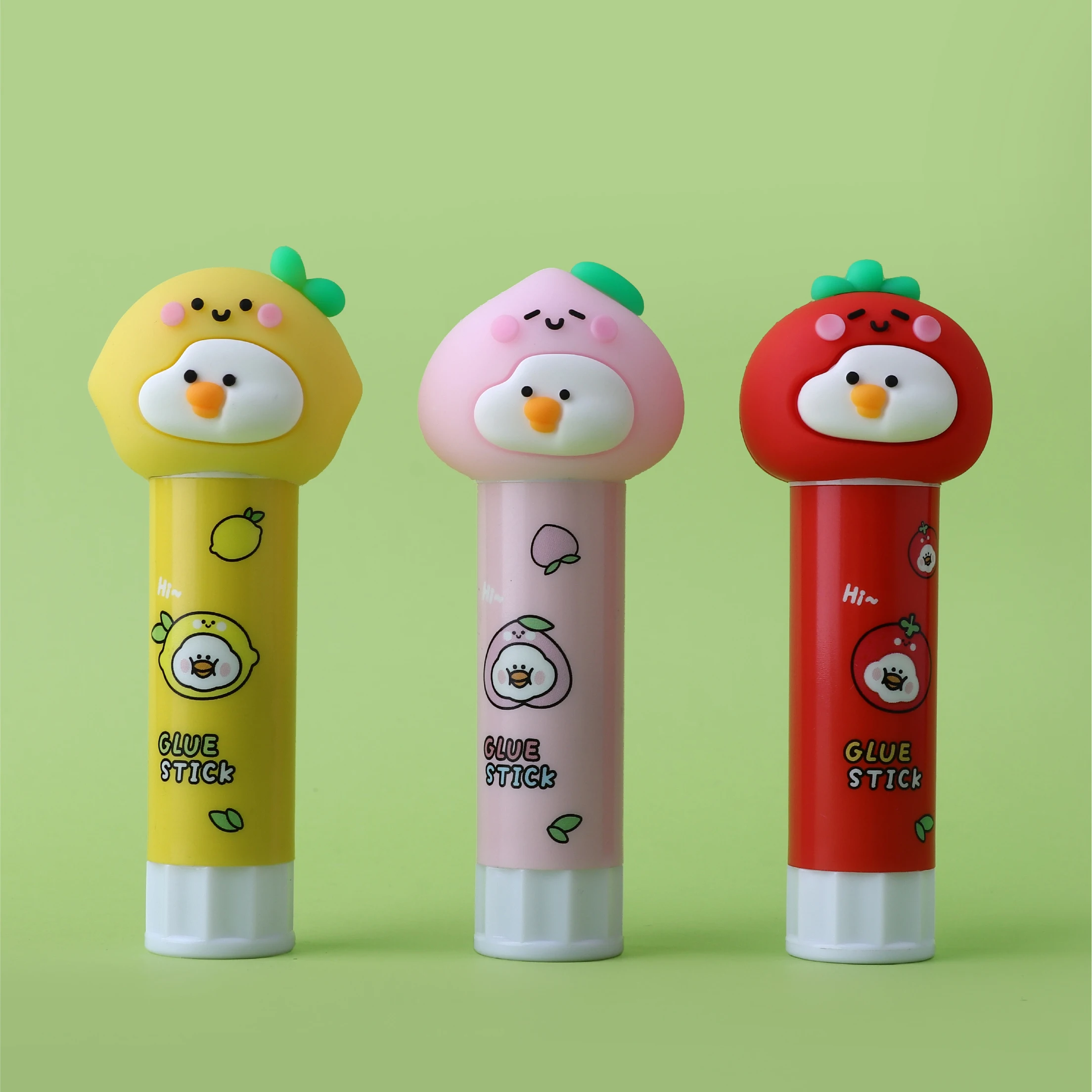 Factory Direct Sales Plastic Hard Office Cute Pvp Fruit Duck Glue Stick For Kids Gift