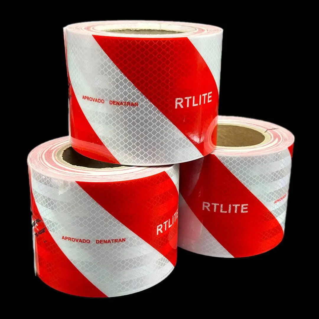 5 Years Car Reflector Sticker 4 Inch Red And White Left Right Slanted Adhesive Reflective Tape