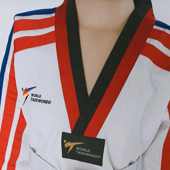 Китайская фабрика изготовленная на заказ разноцветная ткань WTF TKD Детская тренировочная Униформа dobok
