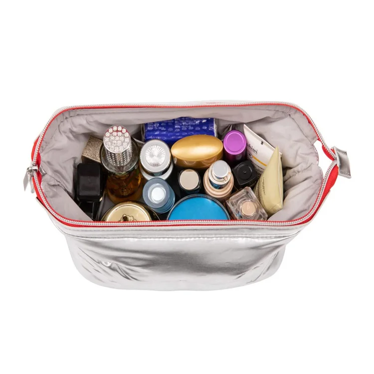 Fashion Down Cotton Cosmetic Bag Waterproof Pu Leather Custom Towel Embroidered Letter Make Up Bag