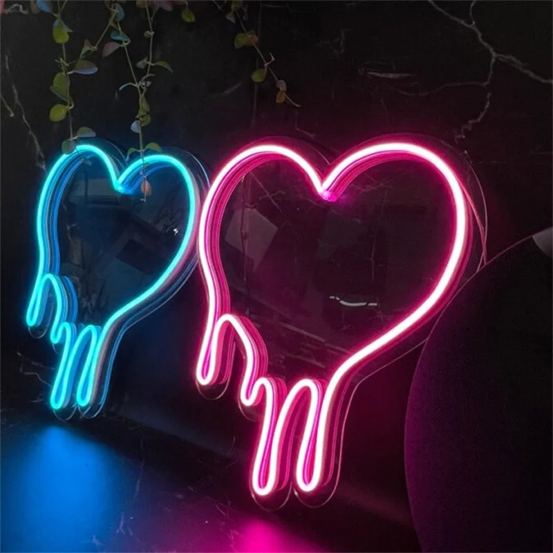 Wholesale Battery Power Neon Sign Drop Shipping Manufacture flex led neon lamp Burning love heart Neon Sign