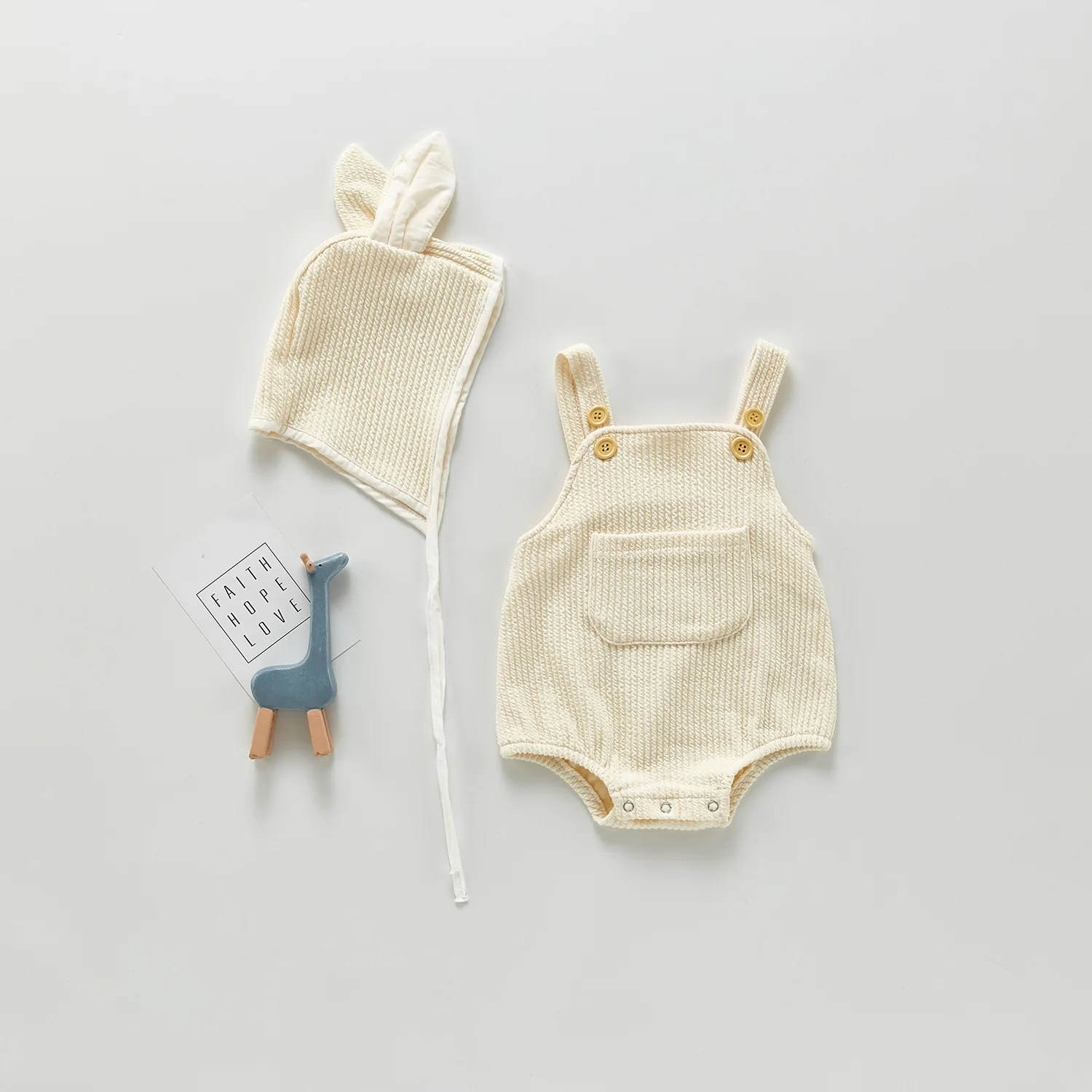  Easter Cute Baby Bunny Rabbit Rompers Hats Clothing Set Girl Boy Solid Color