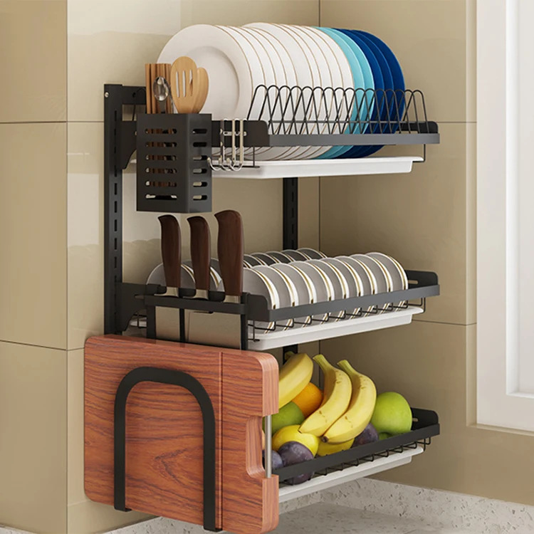 IKITCHEN Wholesale multi-function dish drying rack stainless steel dish rack over sink kitchen storage shelf