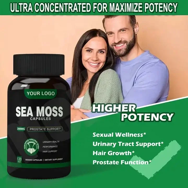 Your Logo and Label seaweed candy sea moss capsules vegan herbals blend sea moss capsule