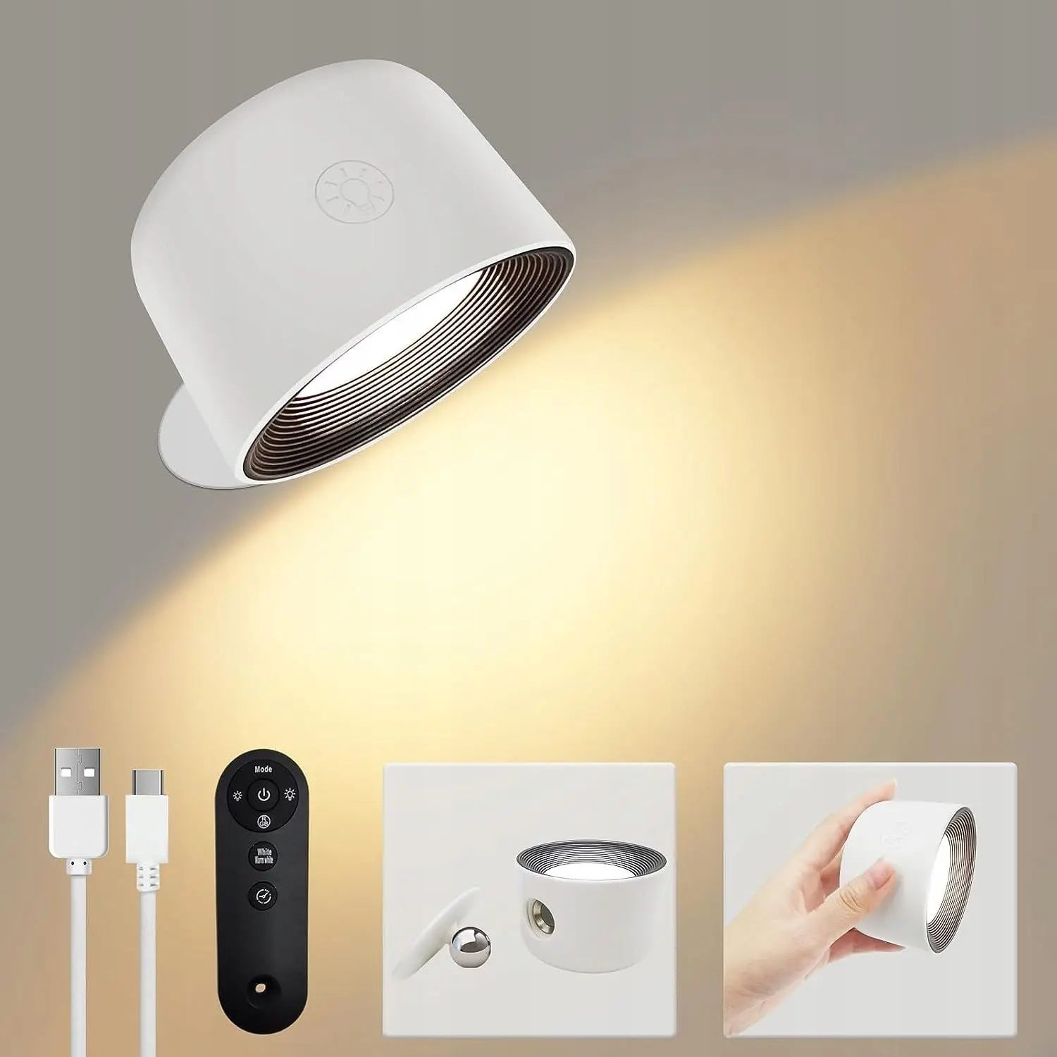 USB Rechargeable Smart RGB LED Wall Lighting Remote Control Indoor Magnetic Mounted Wall Lamp for Reading Bedroom Decoration