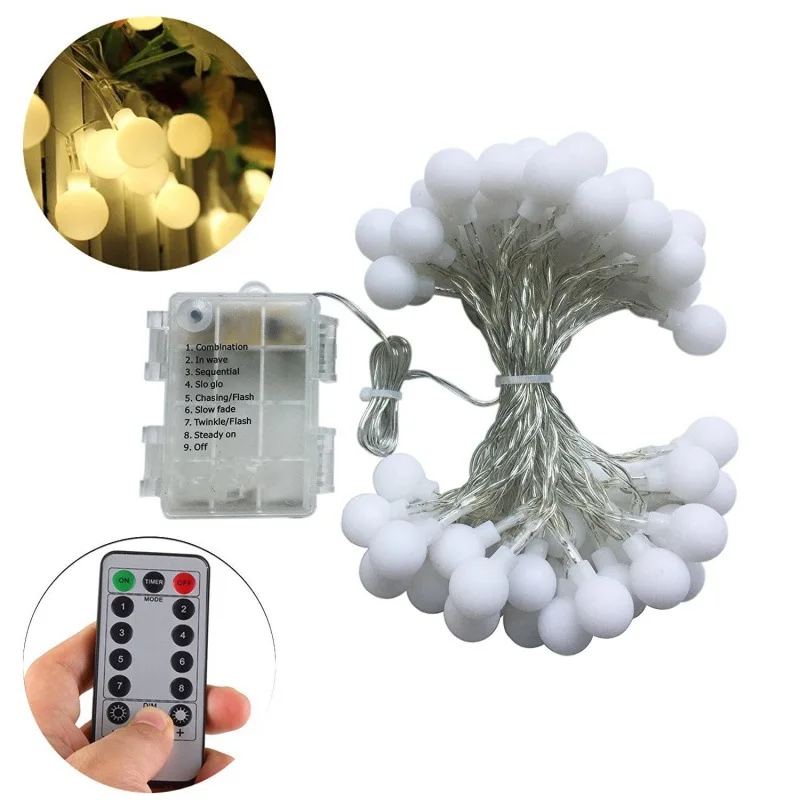 Outdoor 6m/40leds Colorful Battery Operated Mini Led Globe Ball String Light Waterproof Remote Christmas Tree  Decorative Light