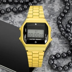 Electronic Digital Watch Rainbow color Fashion steel diamond women luxury digital watch F91W color sports watch