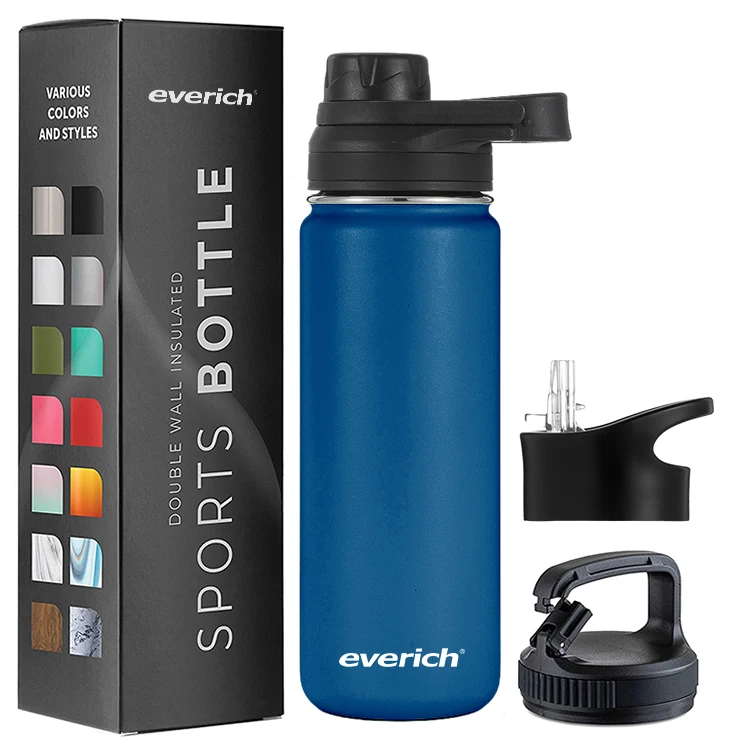 Two Tone Color OEM 32oz 40oz Double Wall Vacuum Insulated Sports Stainless Steel Custom Water bottle w/ Straw Lid /Flip