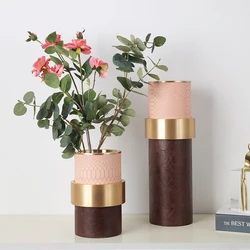 Hot Selling Home Kitchen Office Decorative Vase Home Decor leather Flower Vases