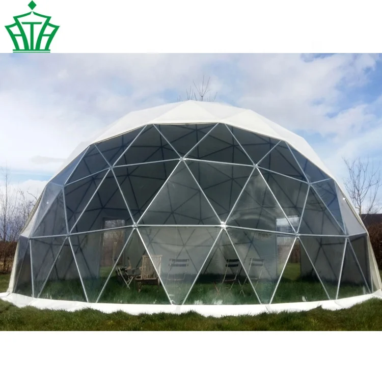 Steel Frame 6m Diameter Eco Transparent Roof Covers Half Geodesic Dome Shape Tent