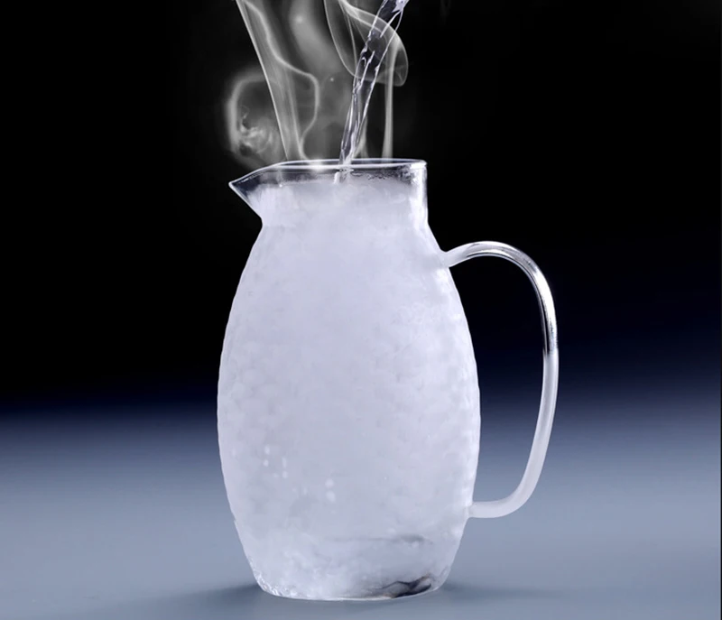 
Fish scale glass hammer stainless steel lid water jug juice bottle side handle 