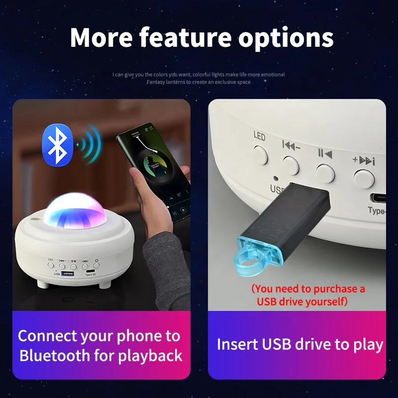 Bluetooth speaker laser moon starry atmosphere projector nightlight U disk music usb wireless live room scene