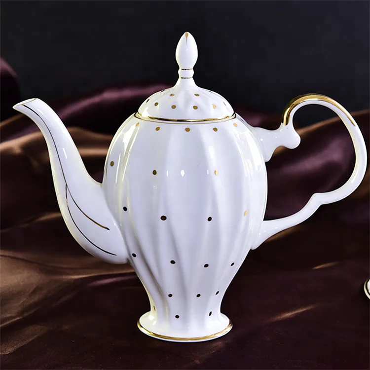 Fine Home Dining Room Vintage Porcelain Tea Set Including 1 Ceramic Teapot  12  Tea Cups and Saucers