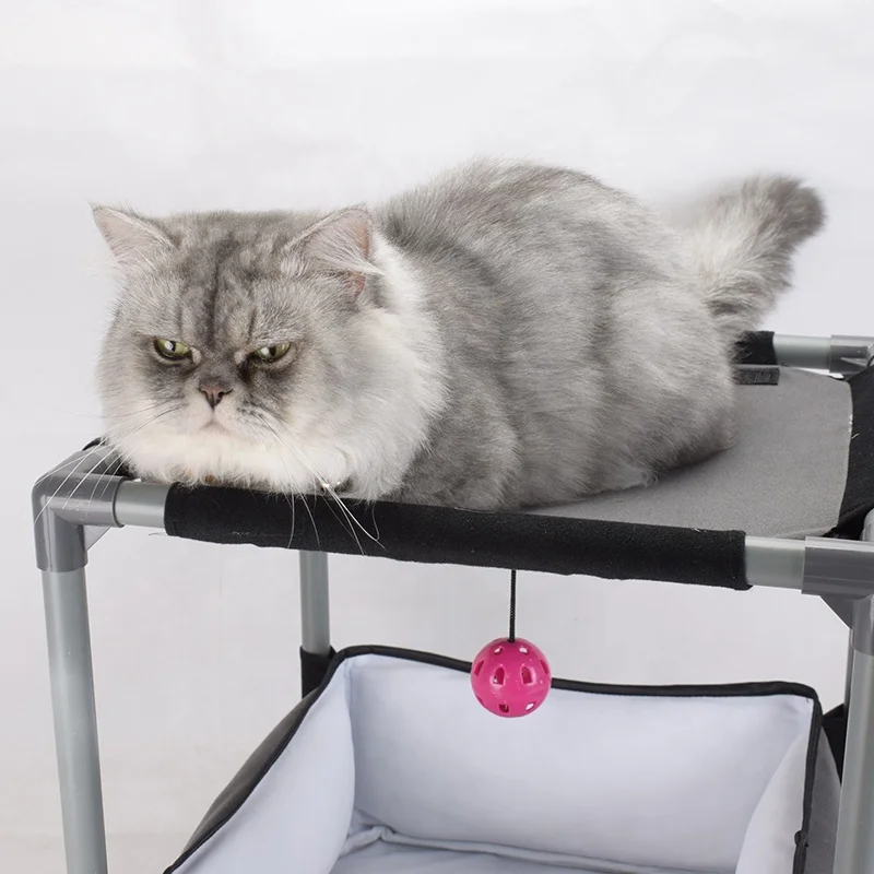 
Double layer felt cat lounge DIY luxury woven cat bed with bell ball toy 