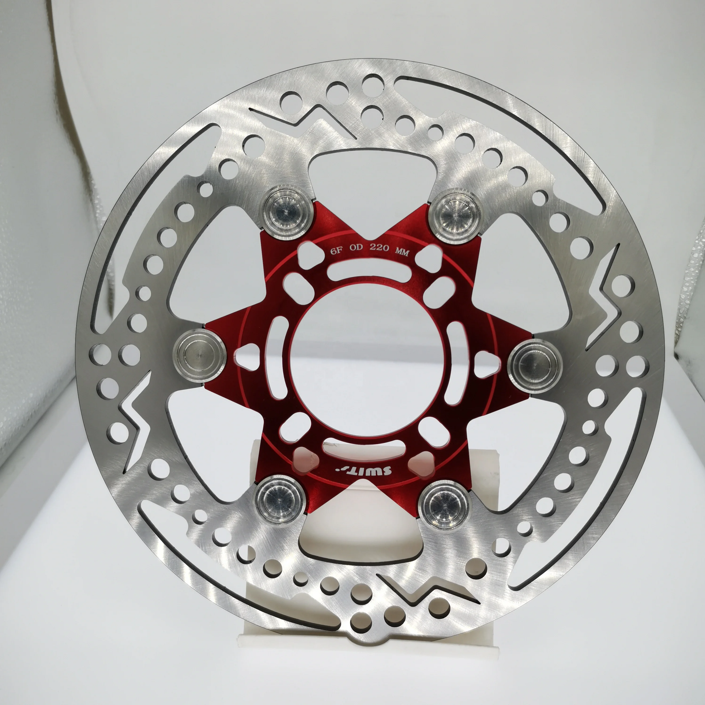 Manufacturer OEM  220mm CNC T6061 T7075 Aluminium alloy anodized color  Motorcycle  front brake disc brake rotor  pads parts