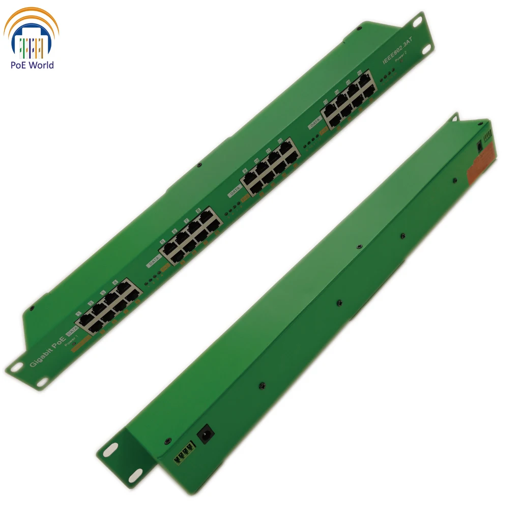 GAT-16-1U IEEE802.3at Ethernet Connector 16 Port Active PoE Injector for High Powered Devices like Cisco WiFi APs