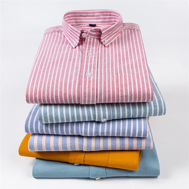 hot selling new design shirt cotton casual anti-wrinkle oxford striped men trendy cotton shirts for work