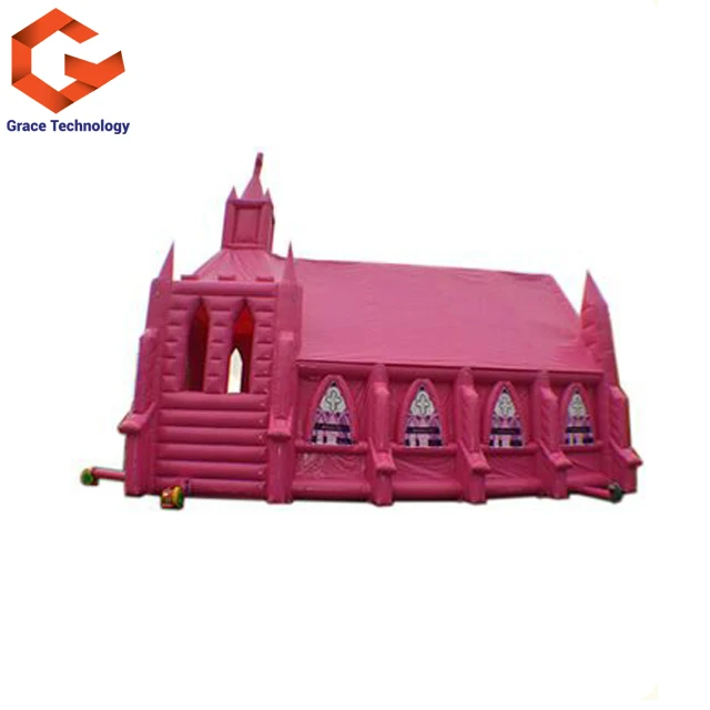 Outdoor Pink Inflatable Church Giant Wedding Church Inflatable Church Tent for Decoration