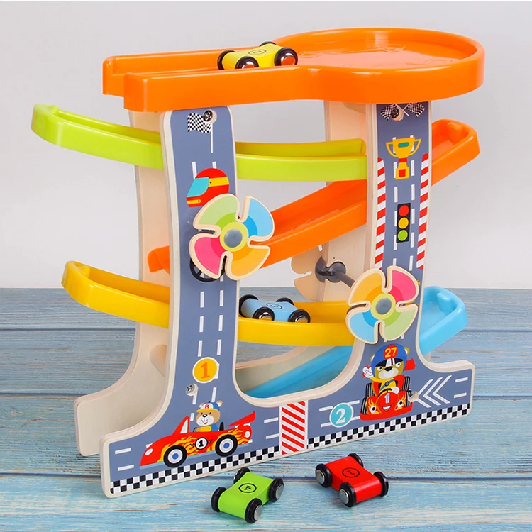 
4pcs Car Track Toy Mini Wooden Baby Car Toy Customized Funny Time Educational Toy 