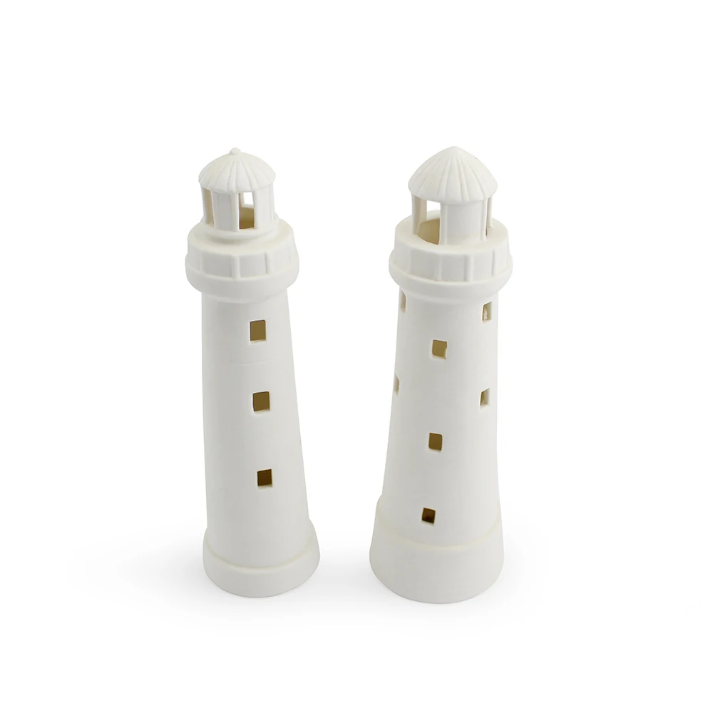 Home office decor LED lamp sea ceramic lighthouse figurine