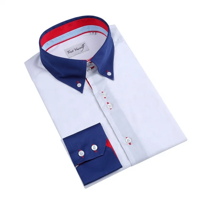 2021 latest Italian fashion 100 cotton  double collar different collar and cuff leisure shirt