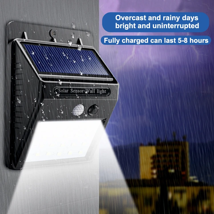 Rechargeable Battery Powered Waterproof IP65 Small 20 led PIR Plastic Solar Street Motion Solar Sensor Wall Light