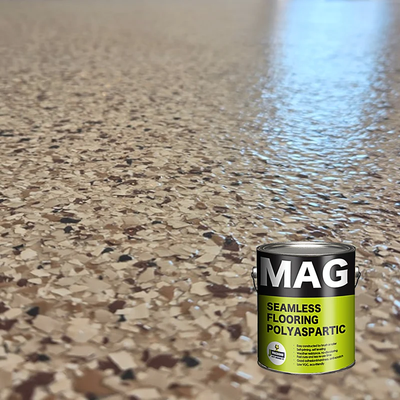 Двухкомпонентное самовыравнивающее высококачественное полиаспарацовое Чешуйчатое покрытие для пола гаража