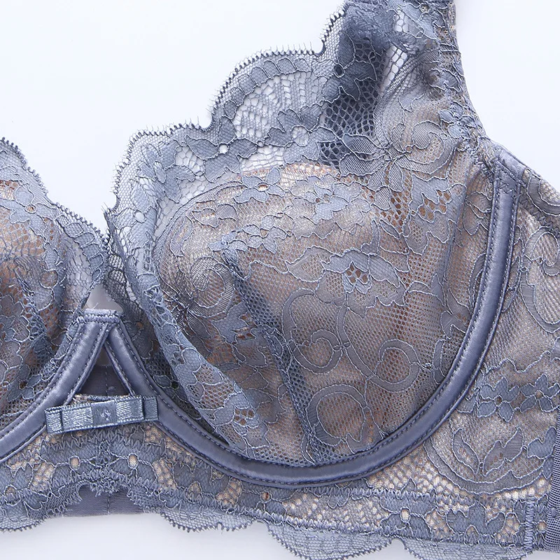 Factory Supply High Quality French Style Sexy Women Silk Bra Transparent Lace Cosy Custom Logo Seamless Mulberry Silk Underwear