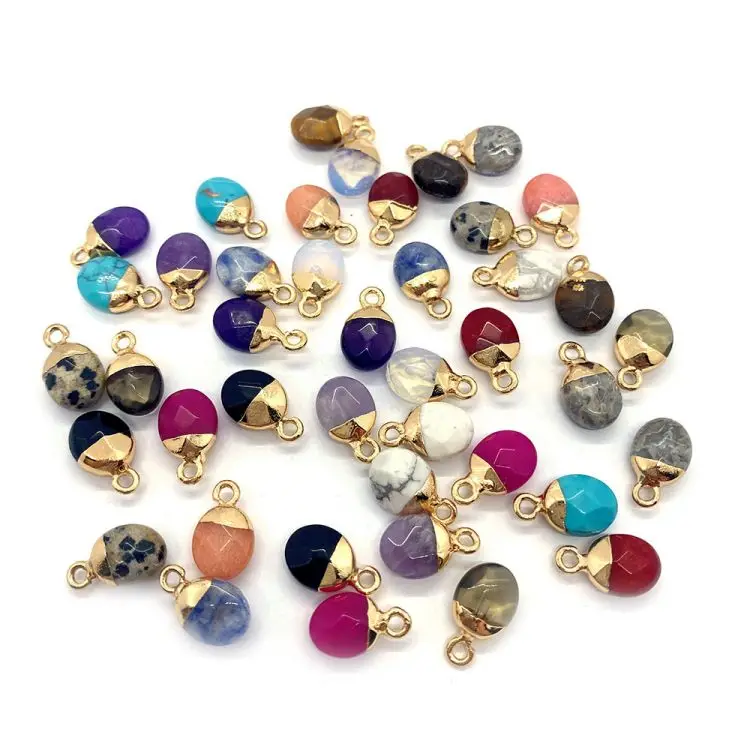 Exquisite natural stone cut face spot stone pendant oval opal pendant